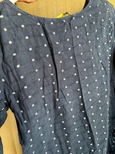 Navy Blue Polka Dot Kurti