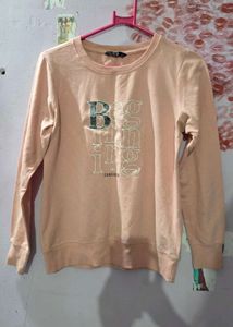 Peach Graphic Print Sweatshirt
