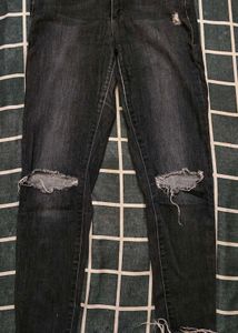 Women Grey Ripped Mom Jean