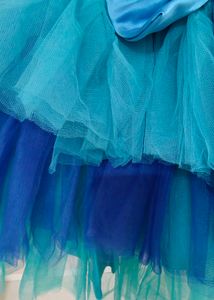 Pink Chick Green And Blue Satin Net Dress