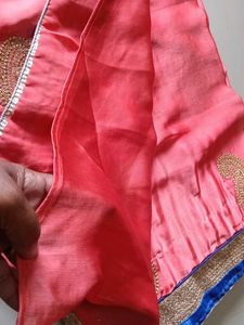 Peach Embroidered Saree