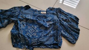 Patterned Blue Crop Top