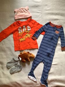 Gap Tshirt, Sleepsuit,cap,socks, Toy