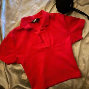 Outryt Red Polo Crop Top - XS