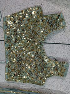 Stunning Sea Green and Gold Embellished Lehenga