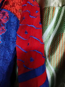 xxl Blue &amp; Red Embroidered Kurta