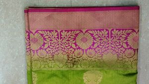 Lovely Parrot Green And Pink Colour Saree