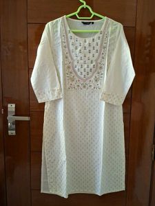 Embroidered White Kurta