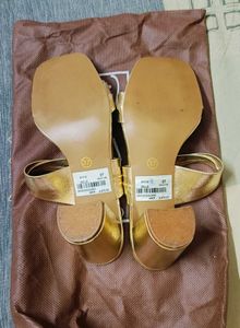 Rawhide Brand Women Gold Shiny Block Heel Sandal