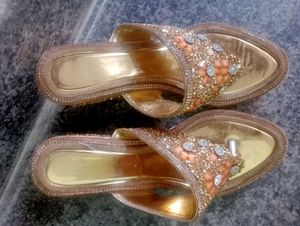 Beautiful Party Wear Golden  Colour Heel