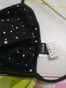 (1300)Shein Black Glitter Bikini Top