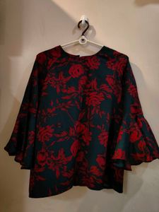Floral Print Bell Sleeve Top