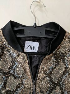 Zara mens Sequin Bomber Jacket