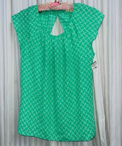 Banana Green Irregular Check Flutter Sleeve Top