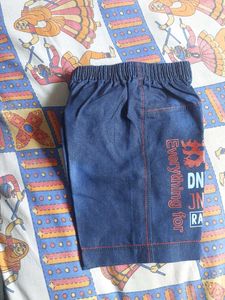 Denim Shorts with Red Accents