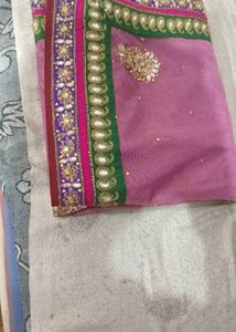 Elegant Pink Embellished Saree