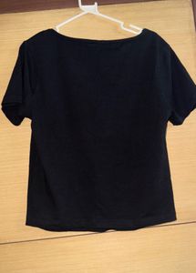 Black Sweatheart Neck Top