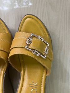 Mustard Embellished Wedges