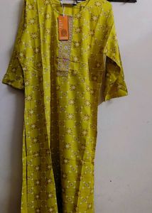 Yellow Printed Kurti