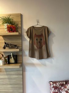 Owl Graphic Tee - Brown