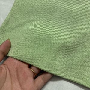 Pastel Green Puff Sleeve Mesh Top