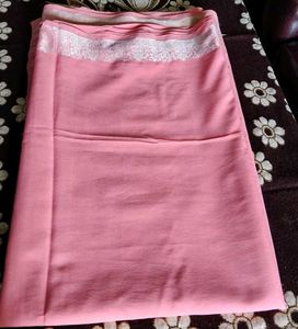 Light Pink Saree with Silver Border