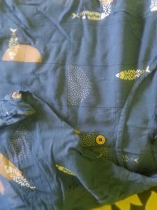 Navy Blue Colour Top Cotton Blend 3 Four Sleeves