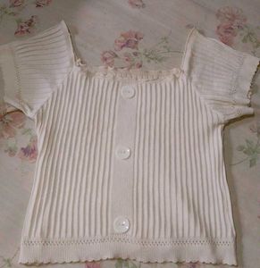 Ribbed Knit Button-Front Top