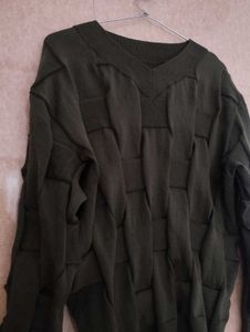 Stylish Olive Green Top Type Sweater
