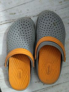 Stylish Grey &amp; Orange Flip Flops aqualite