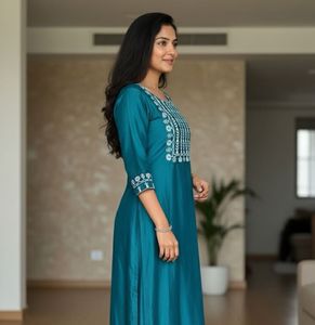 Elegant Teal chikankari Kurta