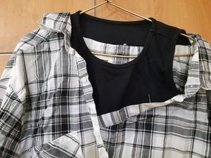 MAX Asymmetric One Shoulder Black Checked Top