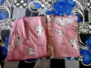 Girls Night Suit Combo Of 2 And 1 Top