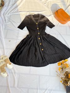 Elegant Black Button-Down Dress