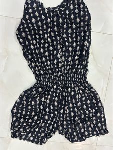 Black Patterned Romper