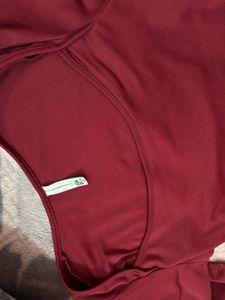 Burgundy Square Neck Long Sleeve Top