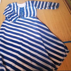 Striped Anarkali Kurti- Blue and White