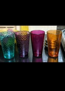 Set of 4 Colorful Crystal Glasses for Cocktails