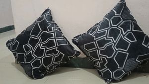 Black Designed Recron Pillows 2nos
