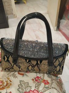 Unique Snakeskin &amp; Rhinestone Handbag