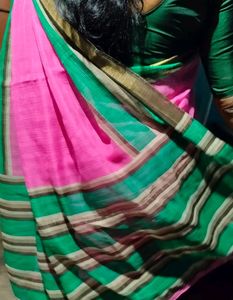 Pink Cotton Saree With Blouse