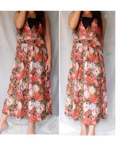 Vintage Floral Print Maxi Dress.