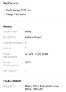 Hindware Delito 1200mm 4blade Fan