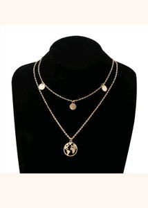 Layered World Map Necklace