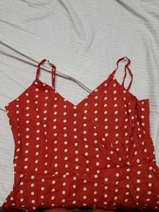 White Polka Dot Red Dress