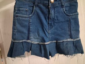 Upcycled Denim Self Design Skirt