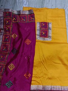 Unstitched Silk Phulkari Suit
