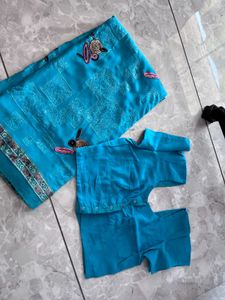 Teal Indian Saree with Blouse