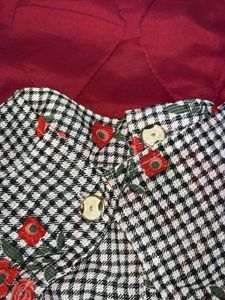 Gingham Floral Mini Skirt For Girl Newwwwww