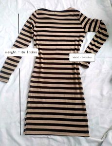 Striped Bodycon Dress Full Sleeves